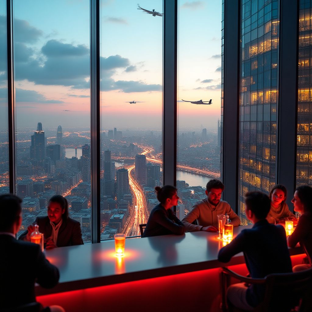 Bar sur le toit avec vue
